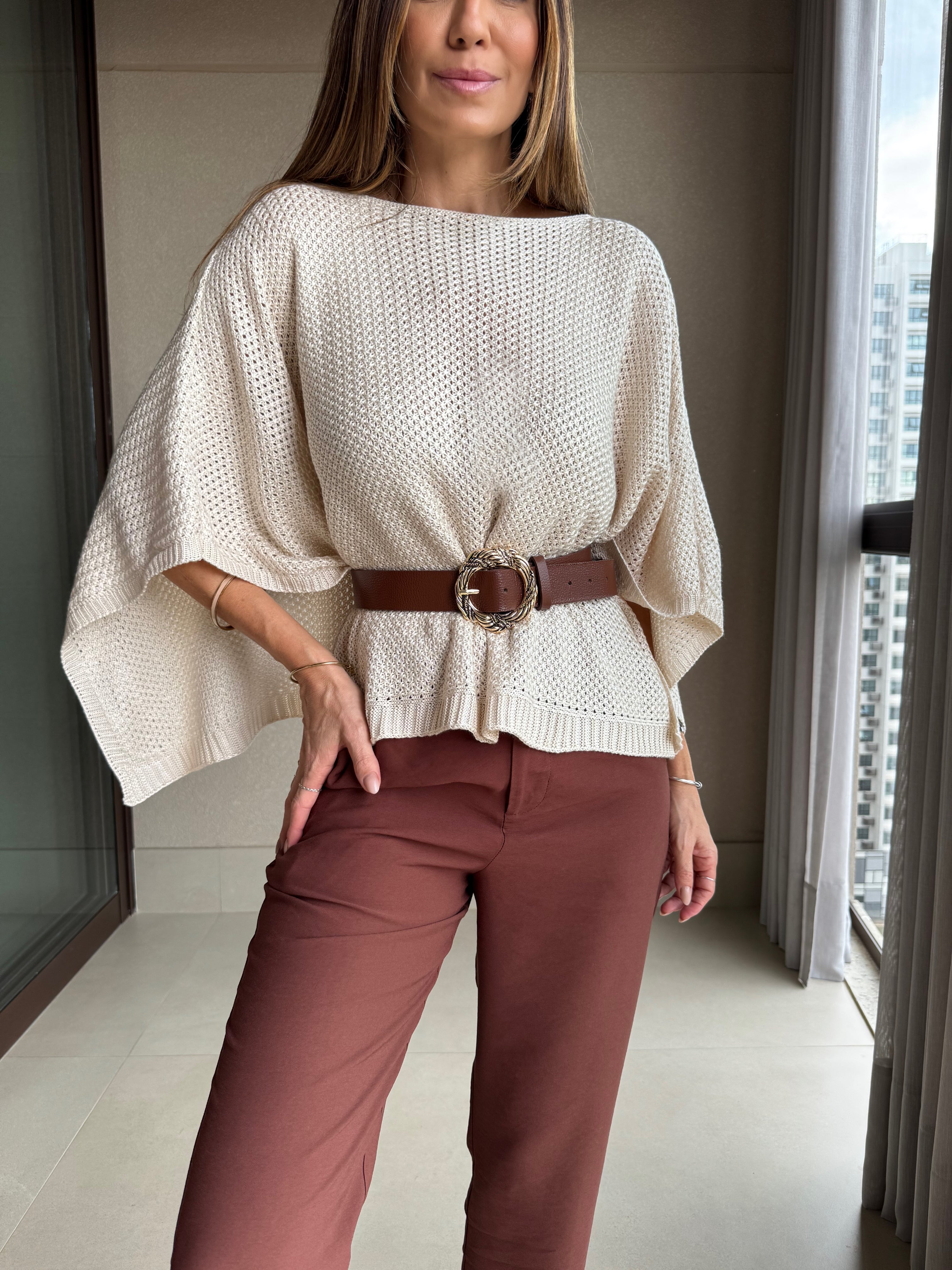 Poncho Tricot Rendada