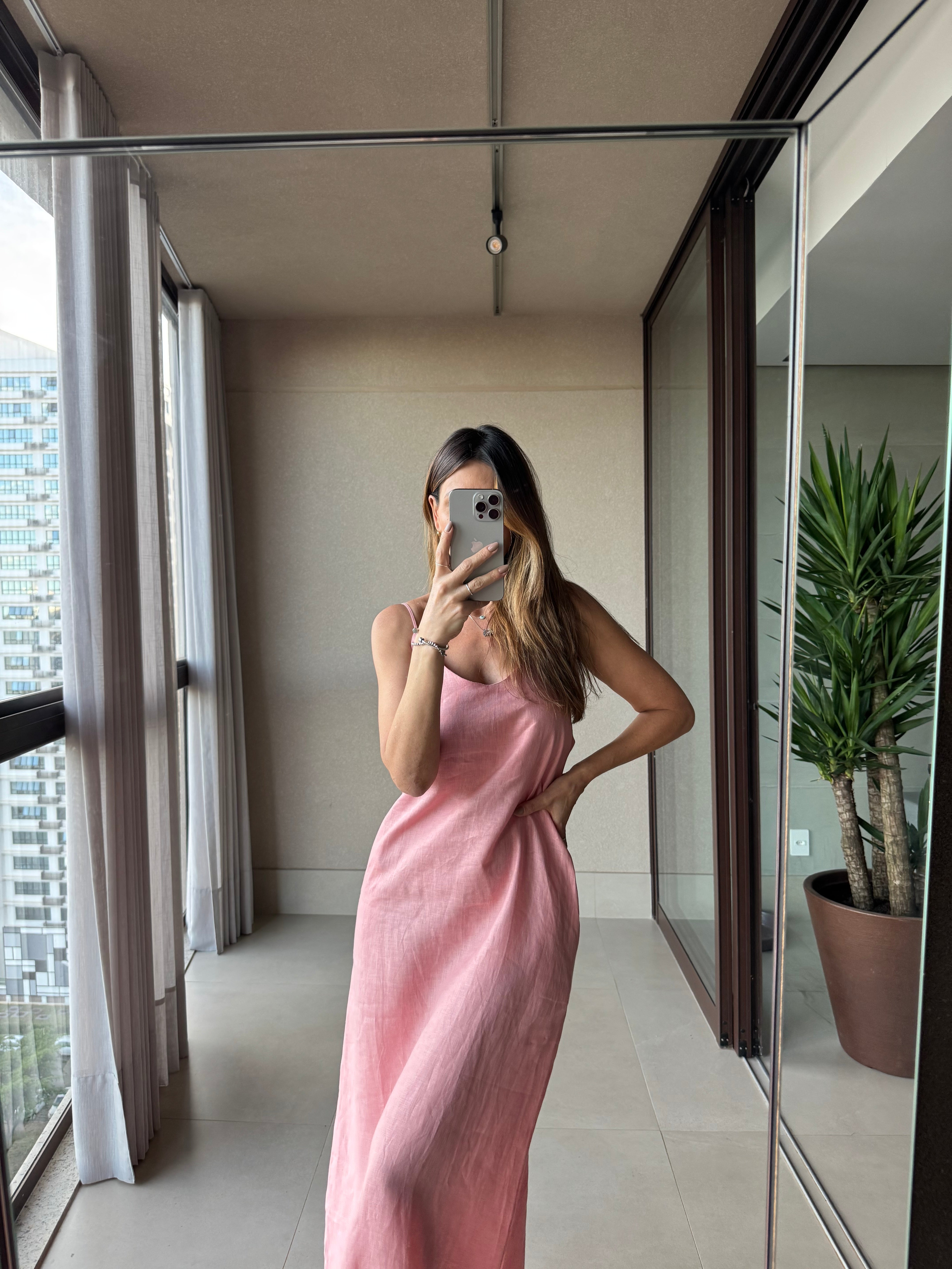 Vestido Linho Alça