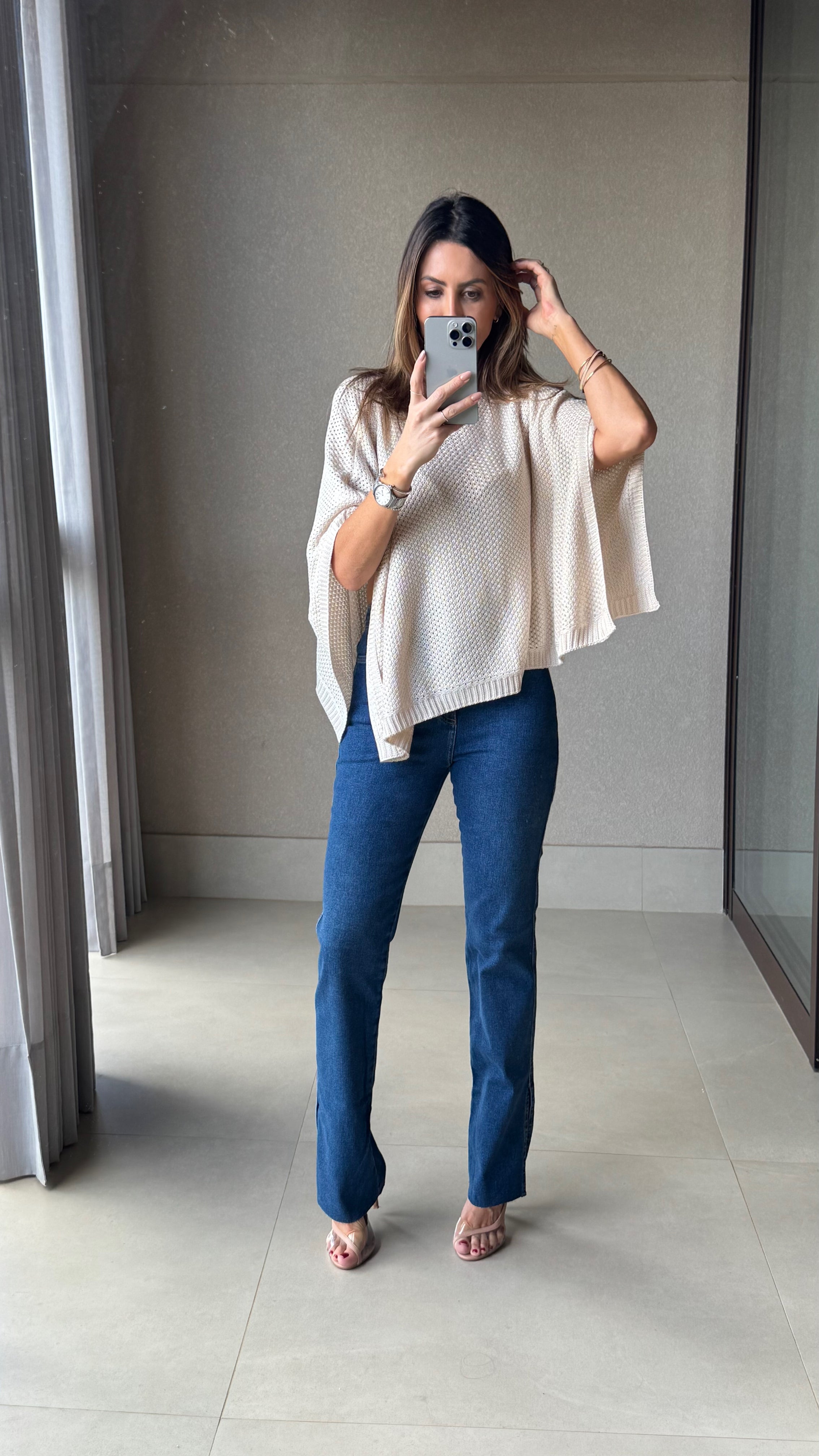 Poncho Tricot Rendada