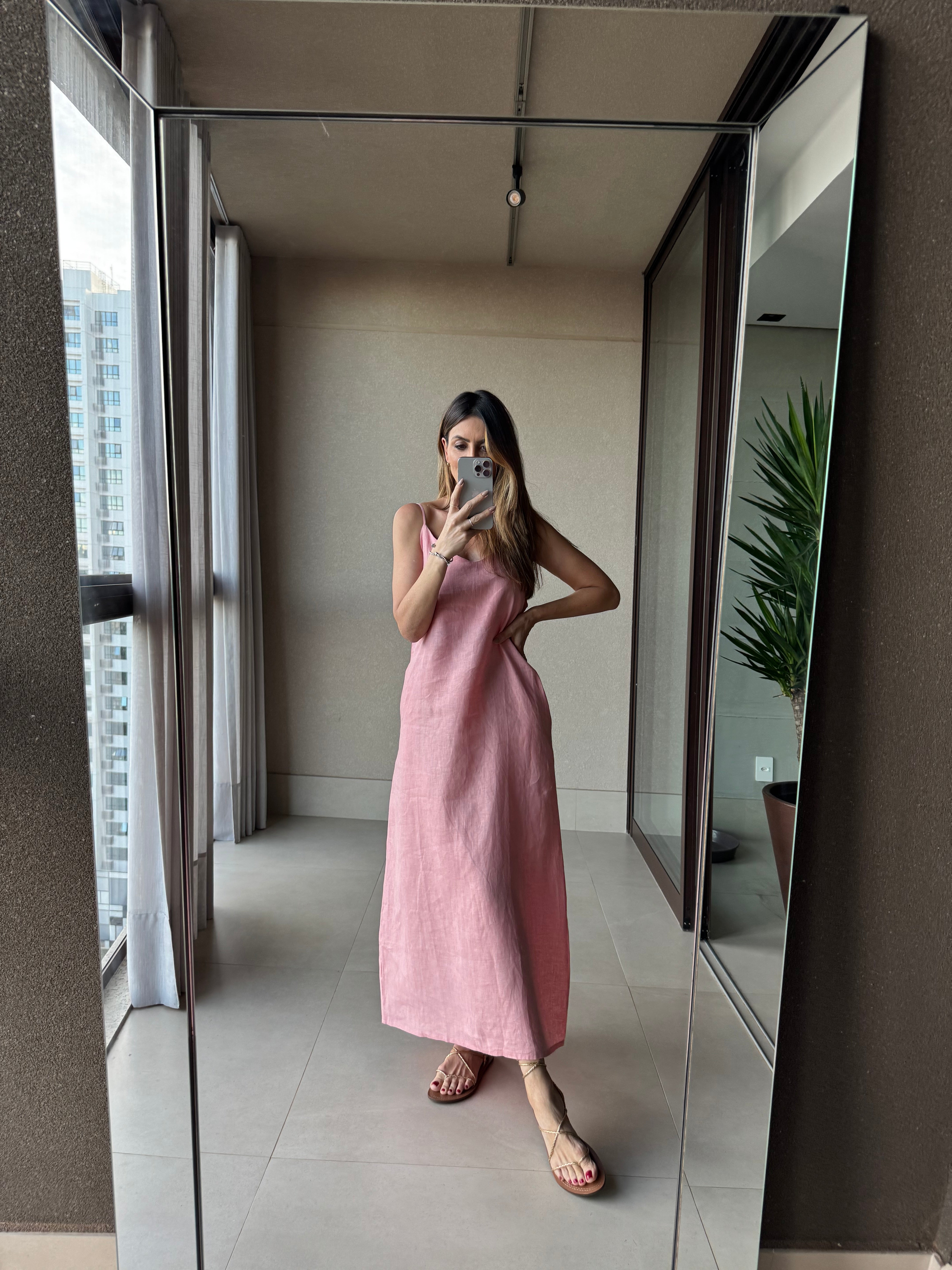 Vestido Linho Alça