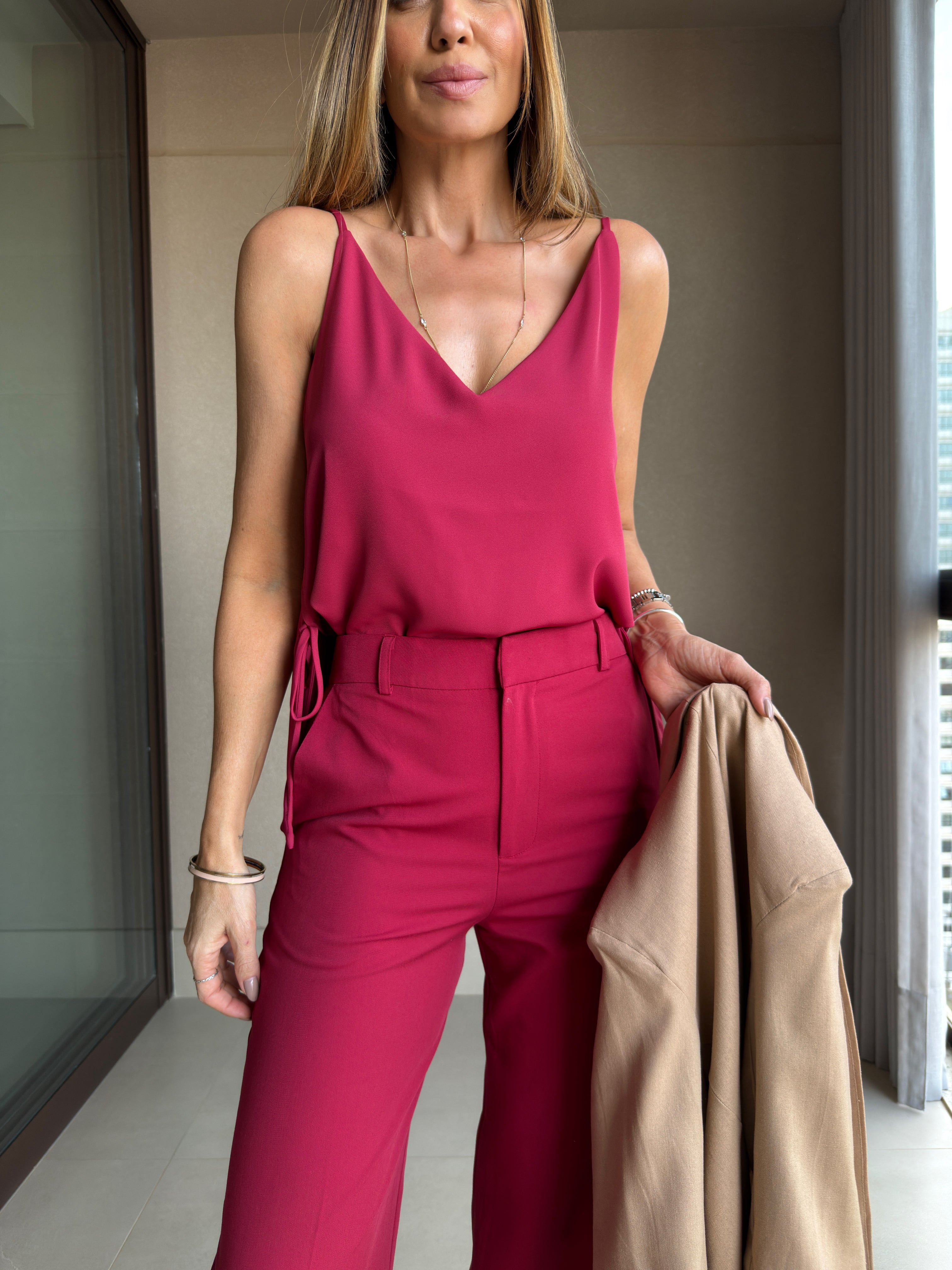 Calça Pantalona Botões Tartaruga