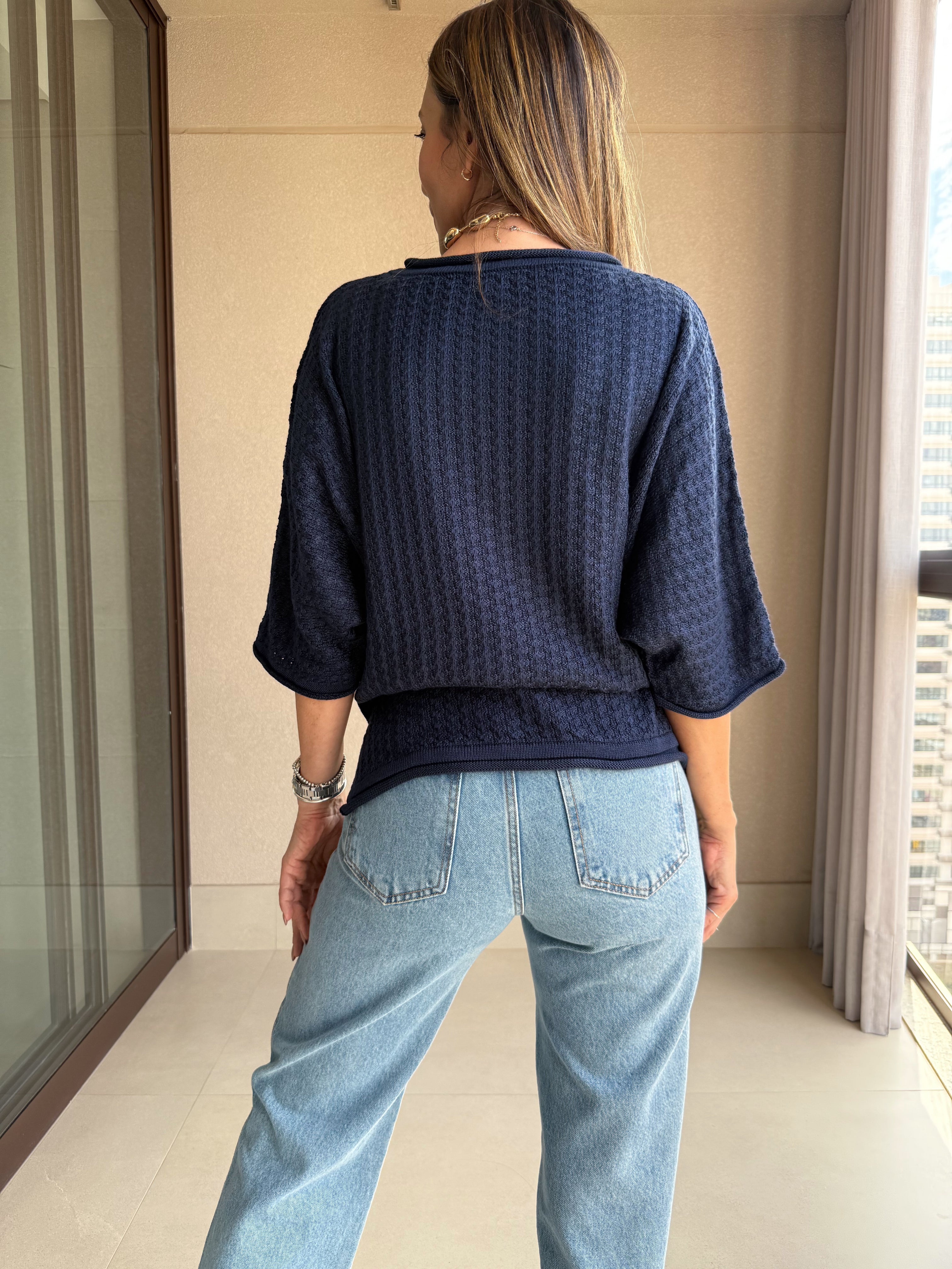 Blusa Ampla Helena Azul Marinho