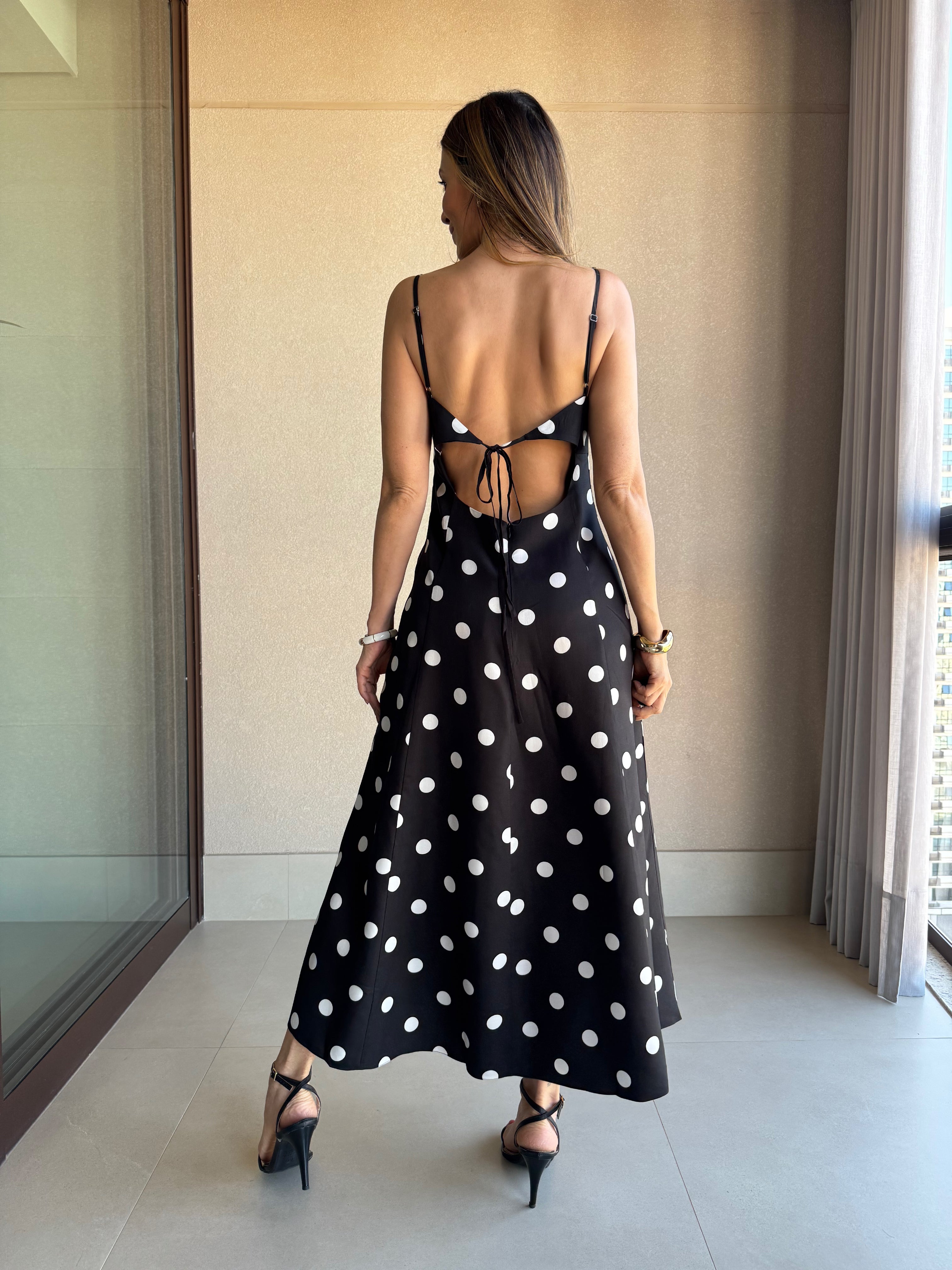 Vestido Midi em Poá