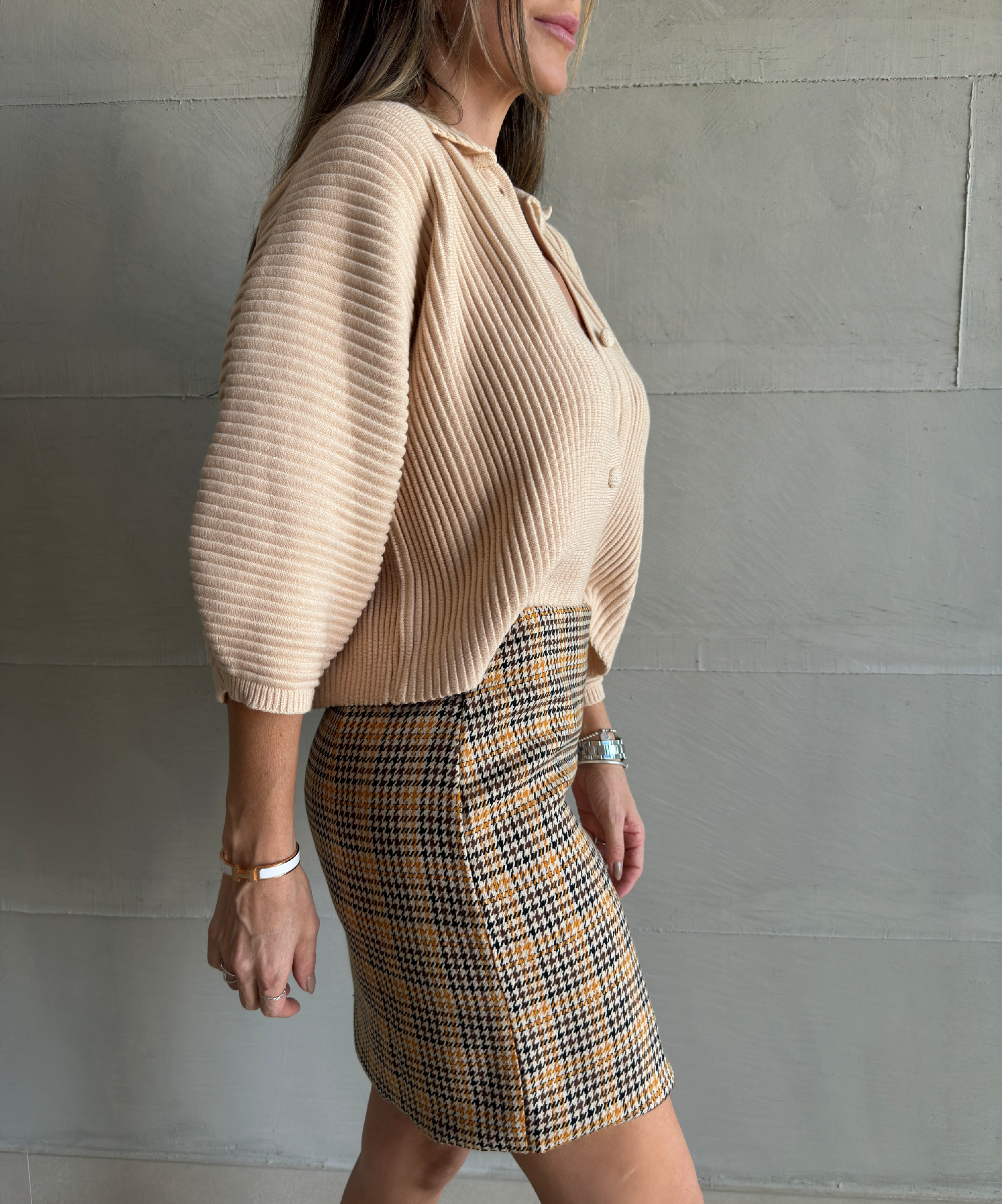 Saia Xadrez Alfaiataria Pied