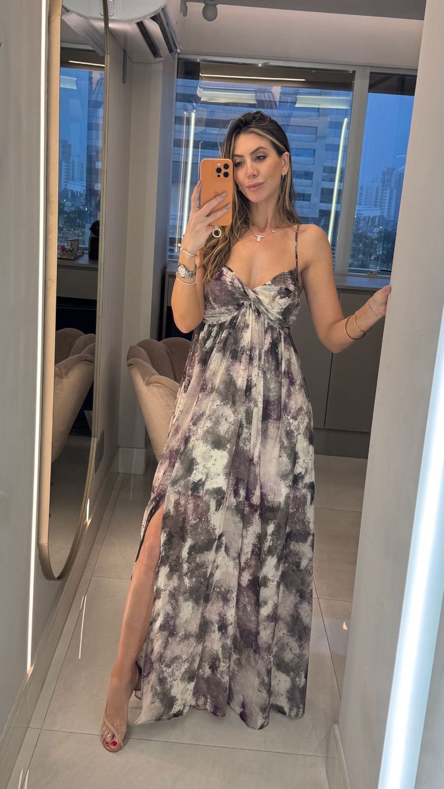 Vestido Longo Chiffon Tie Die