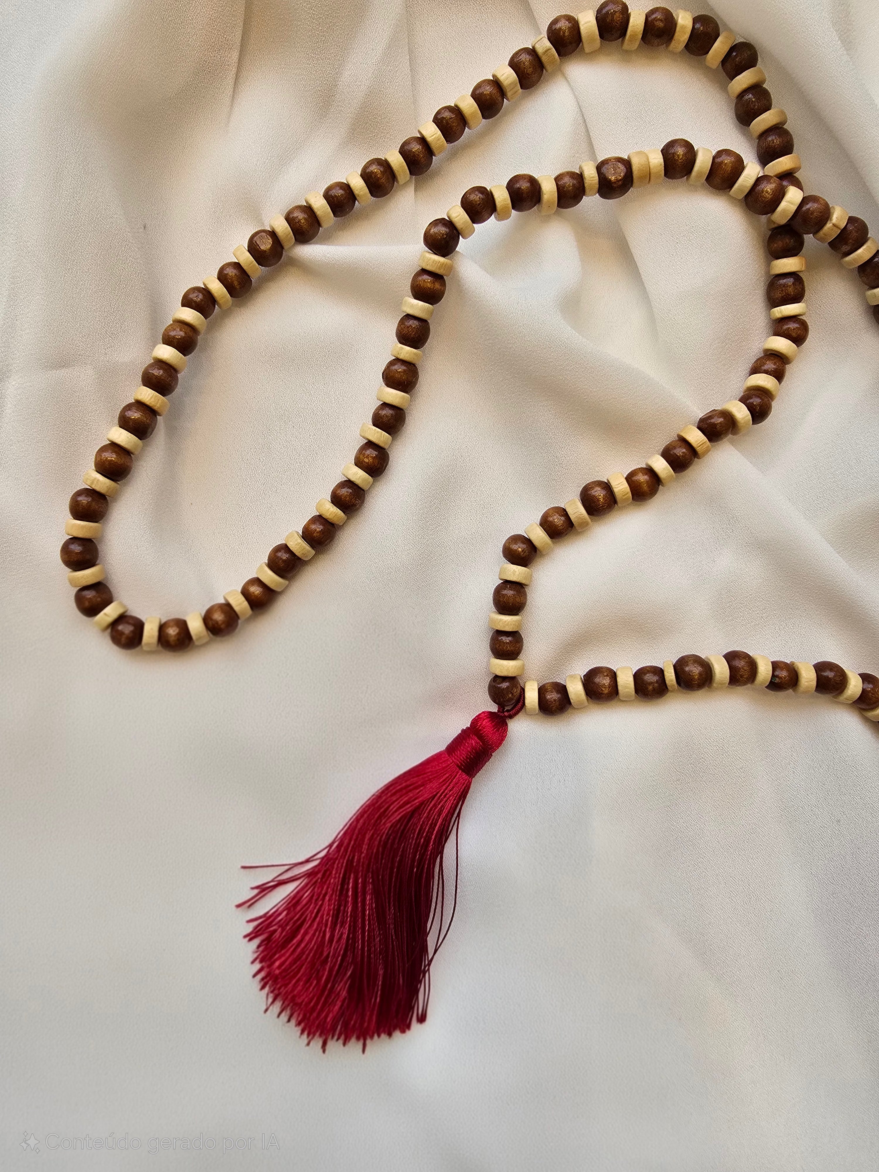 Colar Madeira e Tassel