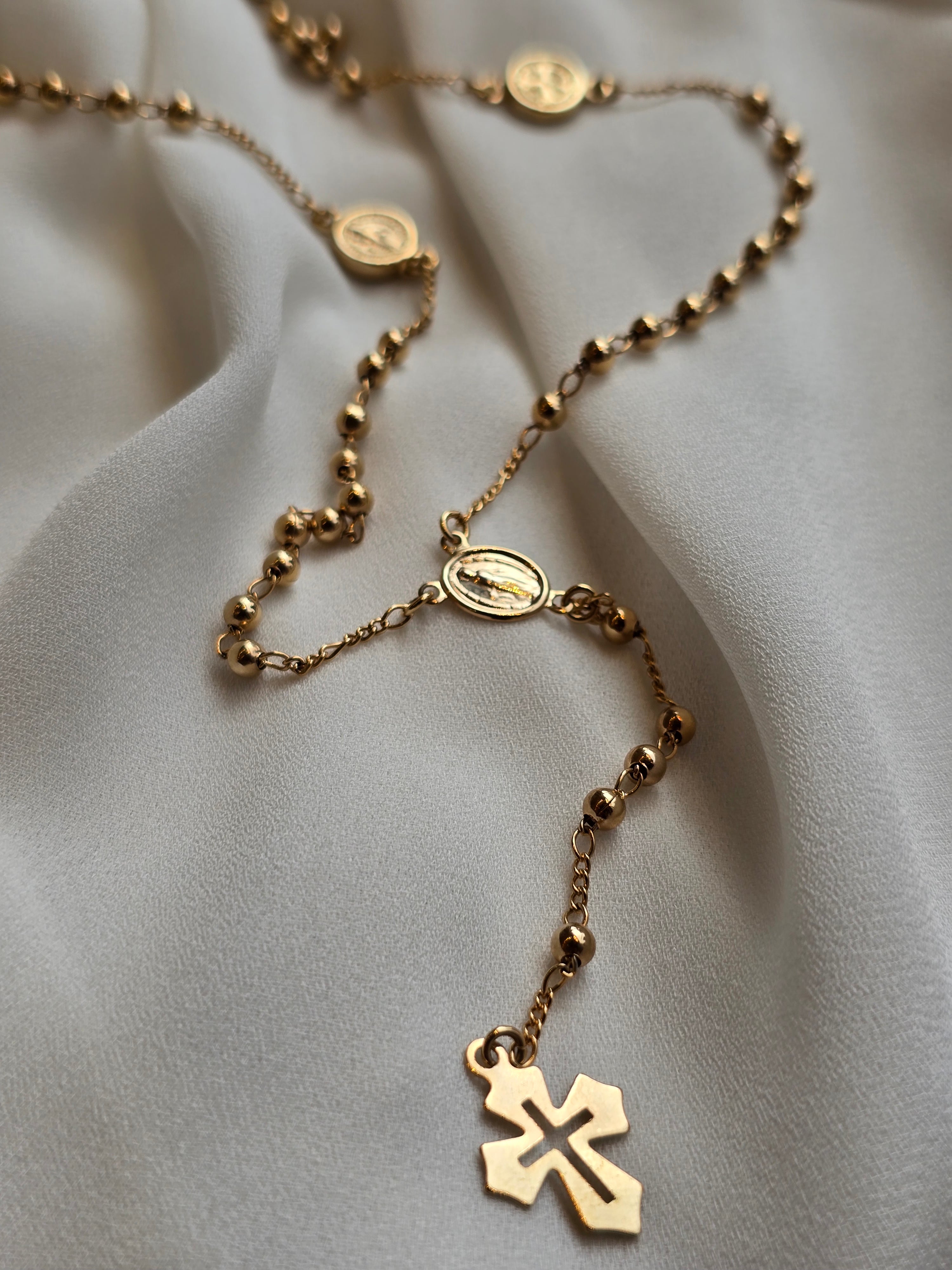 Colar Terço Dourado