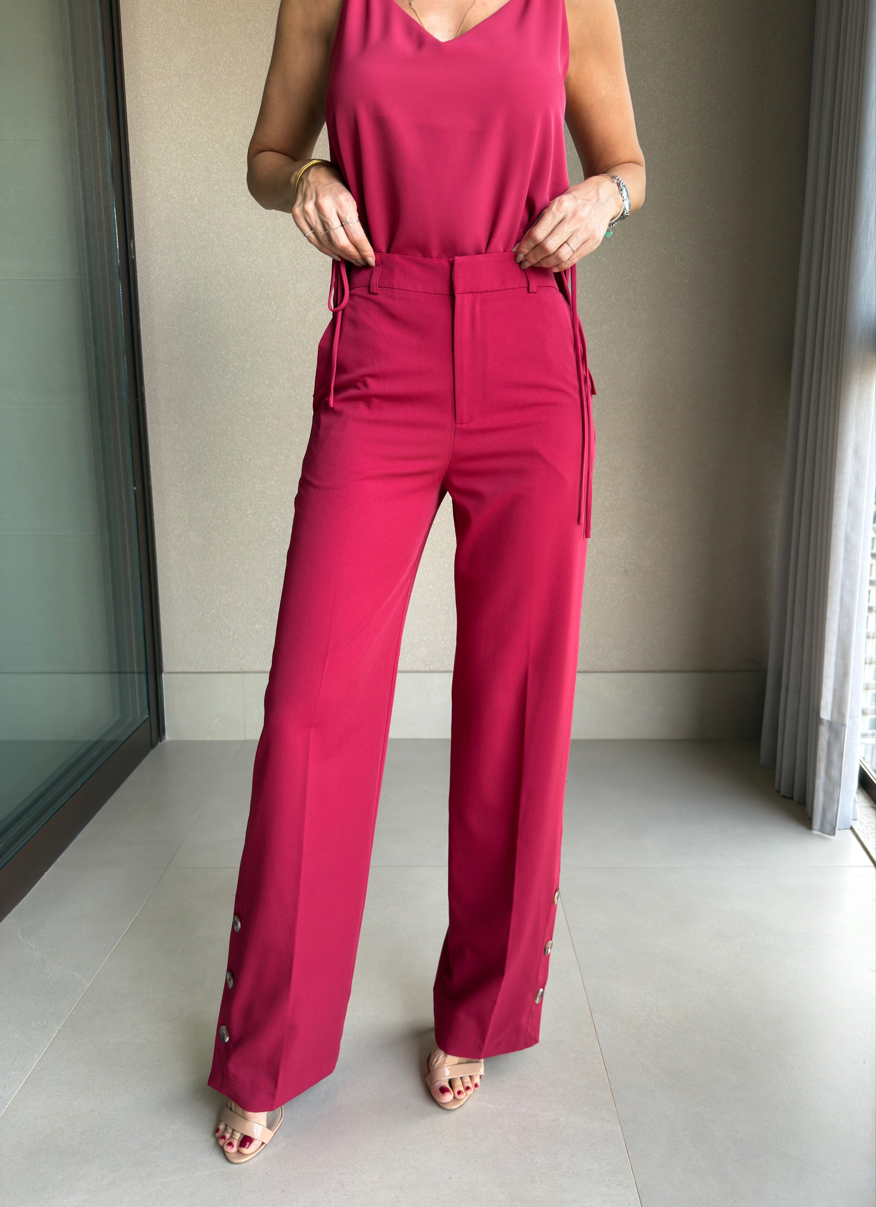 Calça Pantalona Botões Tartaruga