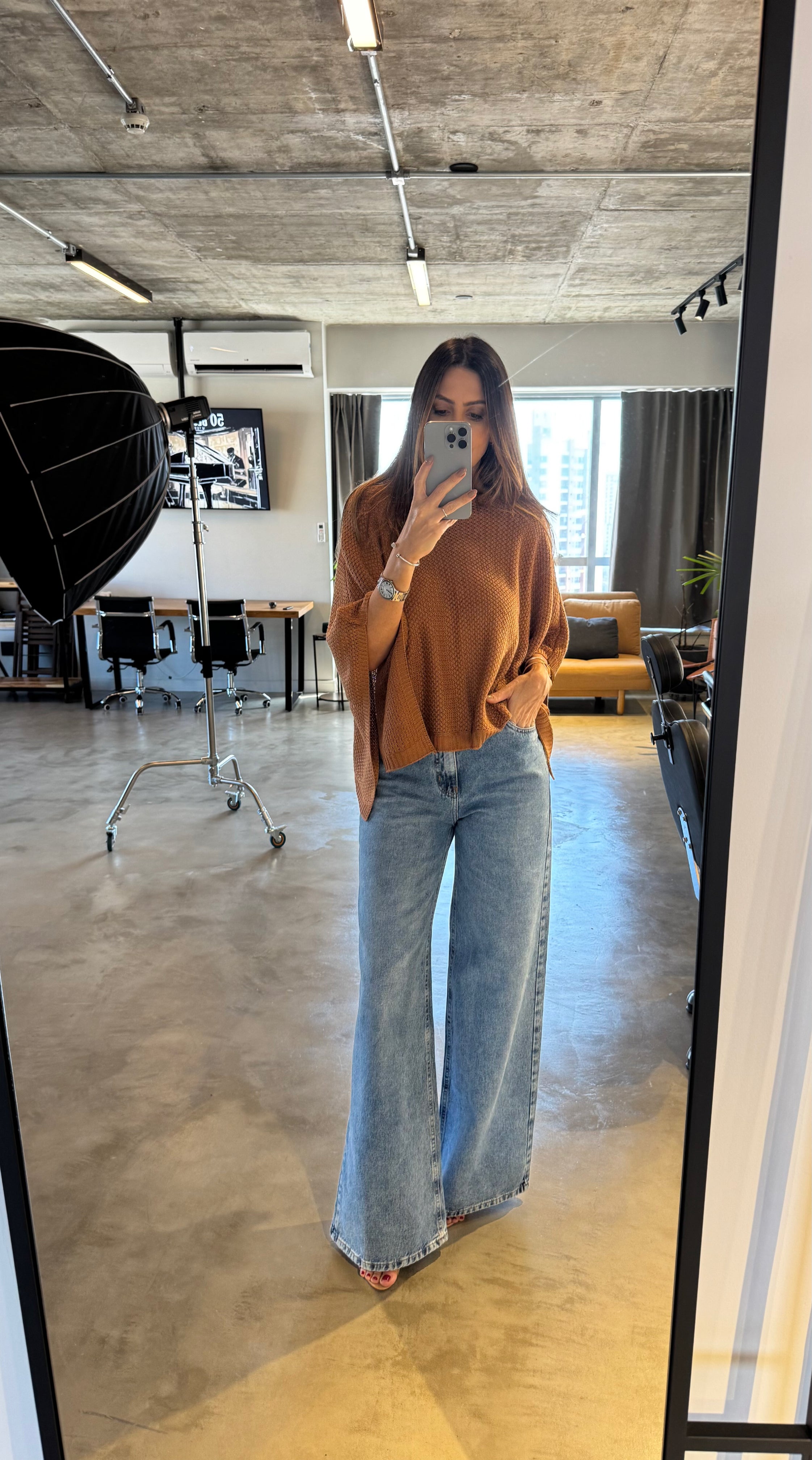 Poncho Tricot Rendada