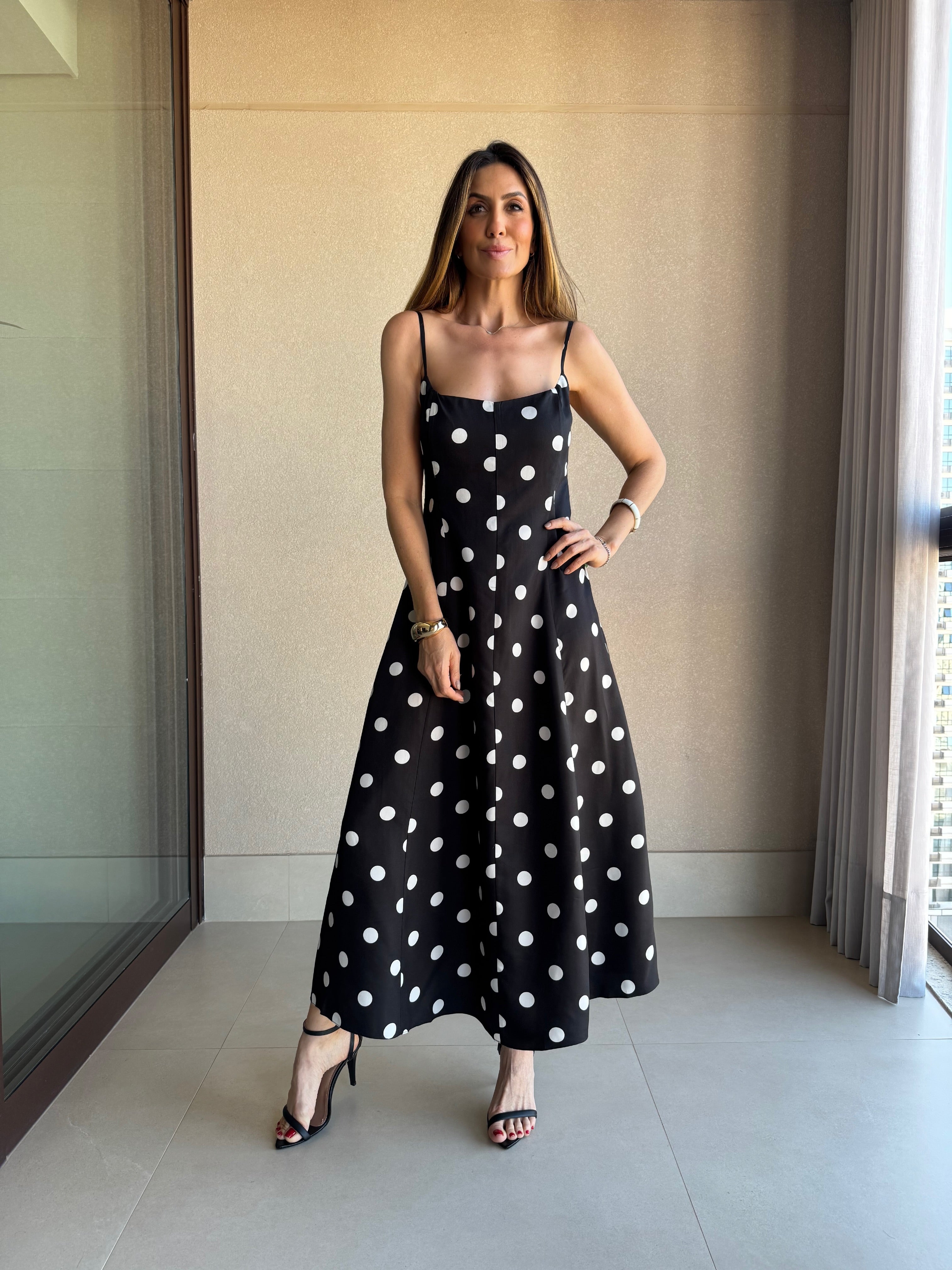 Vestido Midi em Poá