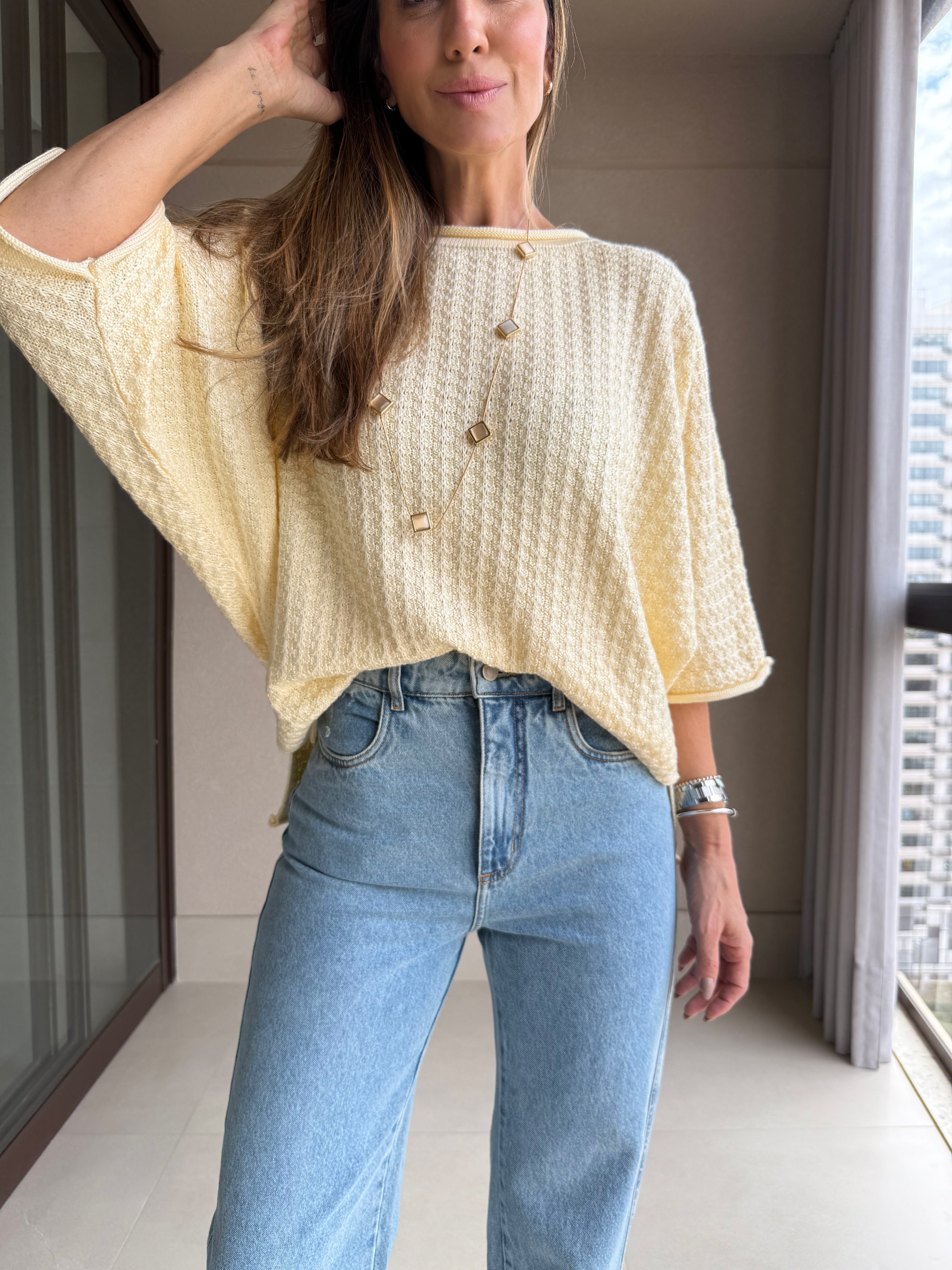 Blusa Ampla Helena Amarelo Manteiga
