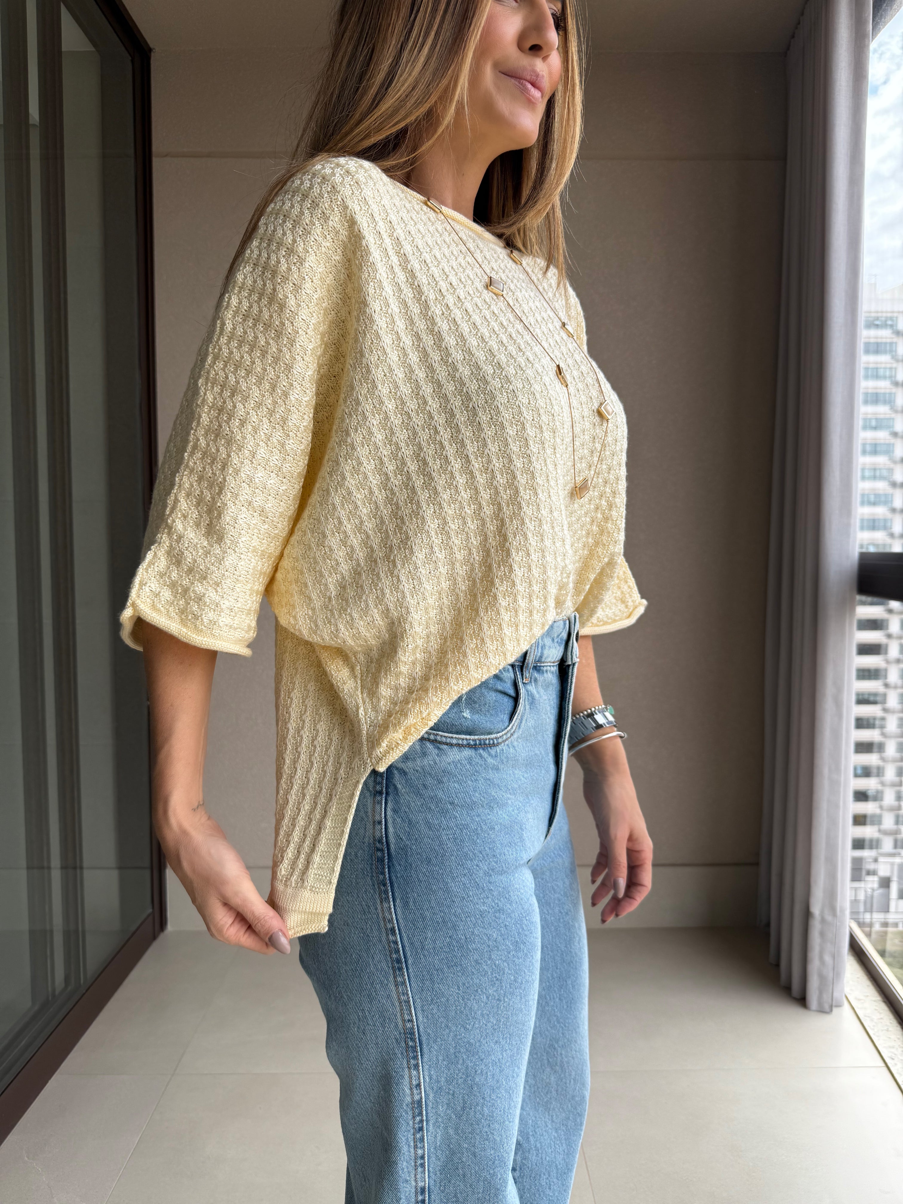 Blusa Ampla Helena Amarelo Manteiga