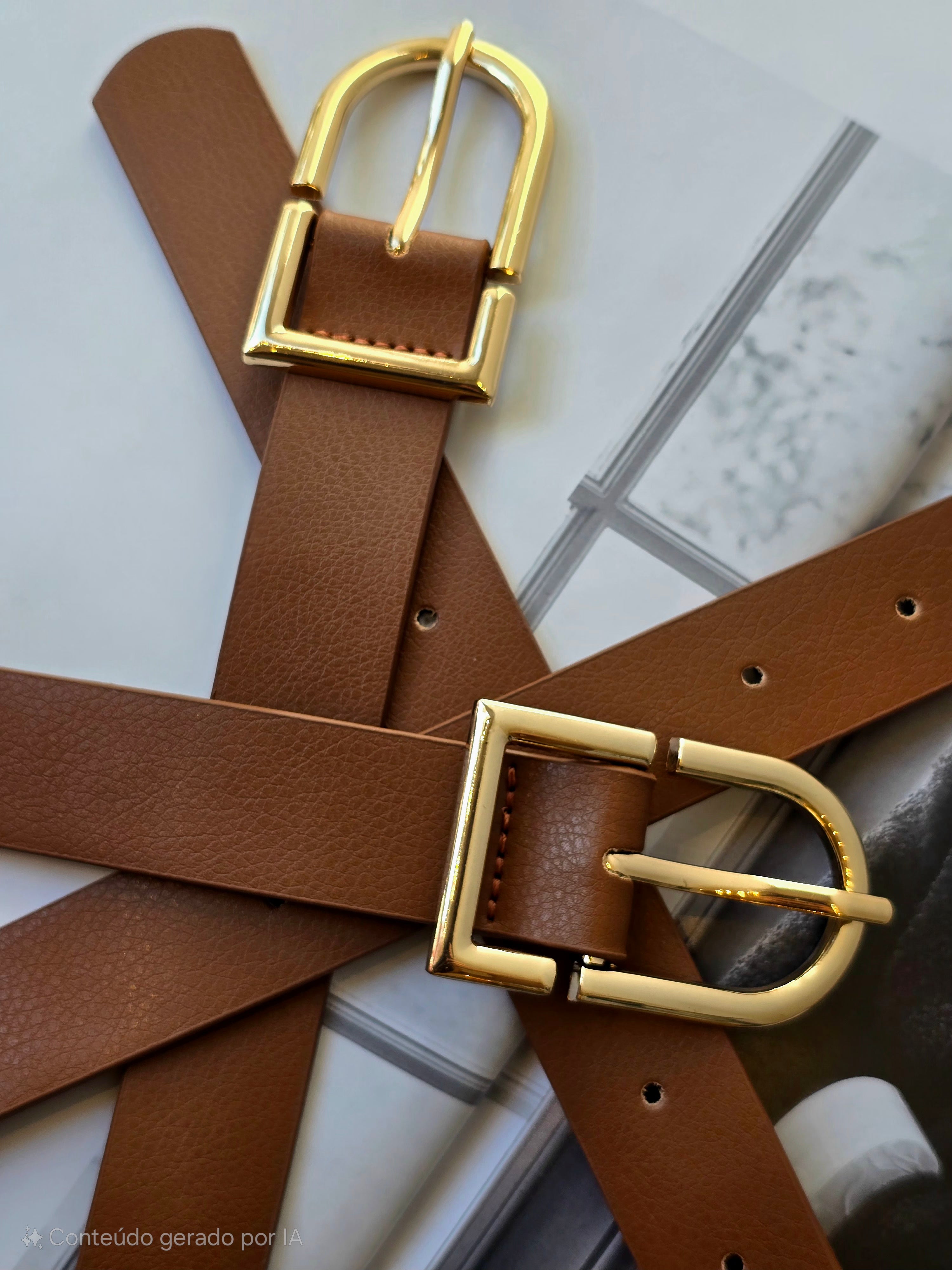 Cinto Clássico Fivela Dourada